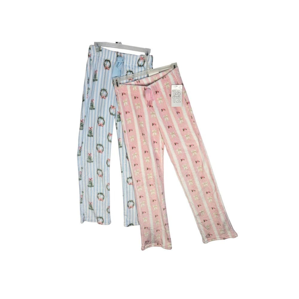 Fourteen Twelve Pajama Pants Women L 2-Pack Christmas Striped Fleece NEW